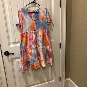 button down tie dye dress